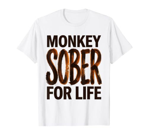 Mademark Monkey Sober For Life Funny Sobriety Design T-Shirt - Men - size chart