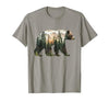 Bear Designs. Bear Forest Mountains Trees Nature Sunset Outdoor Graphic T-Shirt - size chart