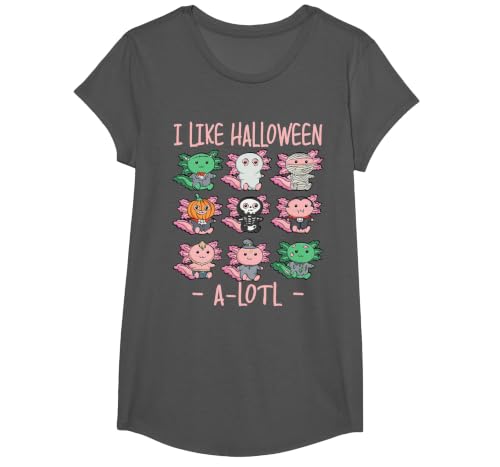 Cute Halloween Axolotl Scary Costumes Apparel Co Funny Axolotl I Like Halloween A-Lotl Axolotl Halloween T-Shirt - size chart