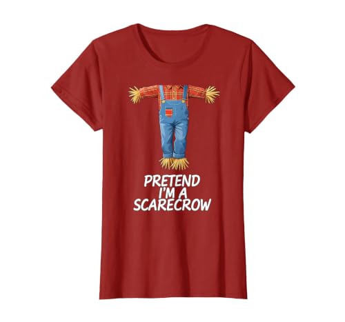 Humor Scarecrow Halloween Tees Pretend I'm A Scarecrow Halloween Costume T-Shirt - size chart