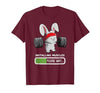 Bunny Gym Rabbit Weights Installing Muscles T-Shirt — design detail