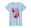 InGENIUS Halloween Shirts & Gifts I'm Fine Bloody Hand Blood Stained Splatter Funny Halloween T-Shirt - size chart
