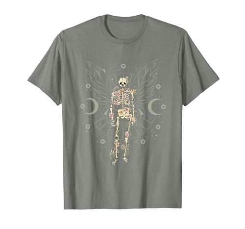 Y2K Grudge Core Mystical Celestial Halloween NS Fairy Grunge Fairycore Aesthetic Butterfly Skeleton Gothic T-Shirt - size