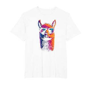 Llama Tee Funny Llama for Animal Lovers Funny Llama with Sunglasses Colorful No Drama Animal Graphic T-Shirt - size chart