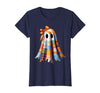 Patchwork Quilt Ghost Halloween Quilter Autumn Tee Patchwork Ghost Quilt Halloween Quilter Fall Autumn Bow Cute T-Shirt -
