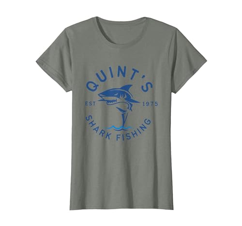 Funny Quints Shark Fishing Vintage Quint's Shark Fishing 1975 Retro T-Shirt - size chart