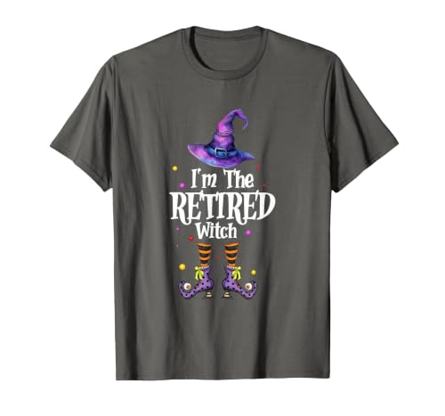 Funny Quote Horror Costume Party Family Friends I'm The Retired Witch Spooky Scary Halloween Retiree Women T-Shirt - size