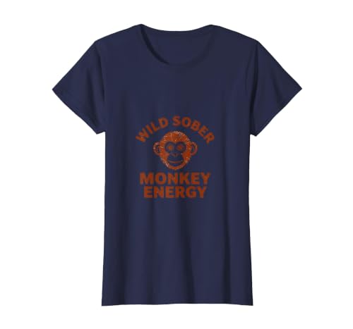 Mademark Wild Sober Monkey Energy Funny Sobriety Design T-Shirt - Women - size chart