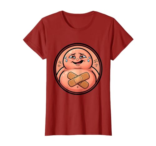Mademark Tummy Ache Survivor Cute Stomach Bandage Graphic T-Shirt - size chart