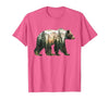 Bear Designs. Bear Forest Mountains Trees Nature Sunset Outdoor Graphic T-Shirt - size chart