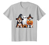 English Bulldog Halloween Funny Dog Lover Pumpkin Witch T-Shirt - size chart