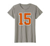 Number 15 Jersey Player Uniform #15 Gifts Burnt Orange White Number 15 Jersey Player Uniform #15 T-Shirt - size chart