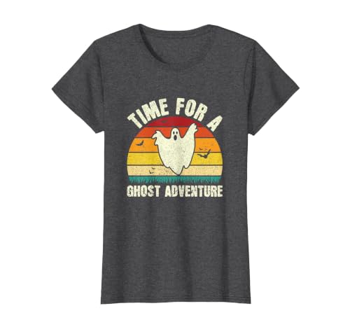 Funny Ghost Hunting Halloween Women Men Funny Ghost Hunting Scary Halloween Ghost Hunter T-Shirt - size chart