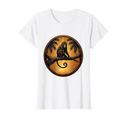 Mademark Monkey Silhouette Tropical Sunset Graphic T-Shirt - Women - size chart