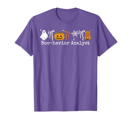 Behavior Analyst Halloween ABA Ghost Boo-havior Boo-Havior Analyst Pumpkin Ghost ABA Therapist Halloween T-Shirt - size chart