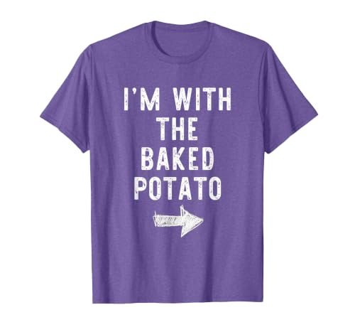 Im With The Baked Potato Halloween Costume I’m with The Baked Potato Funny Halloween Couple Costume T-Shirt - size chart