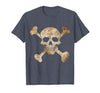 Halloween Designs. Pirate Flag Skull and Crossbones Skeleton Graphic Halloween T-Shirt - size chart