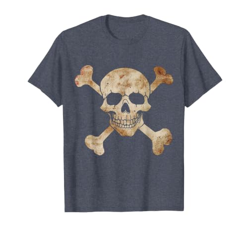 Halloween Designs. Pirate Flag Skull and Crossbones Skeleton Graphic Halloween T-Shirt - size chart