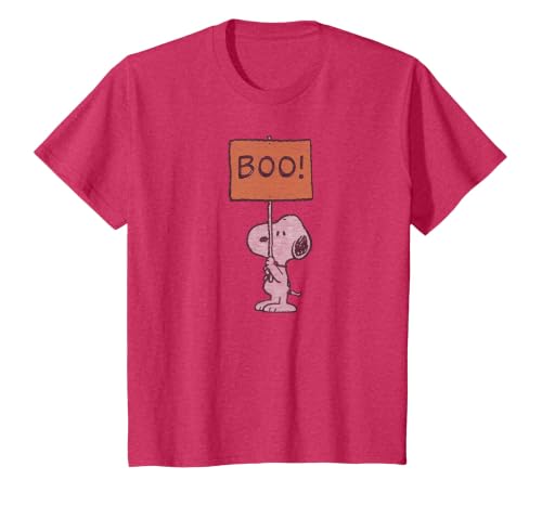 Peanuts Halloween Snoopy Boo Sign T-Shirt - size chart