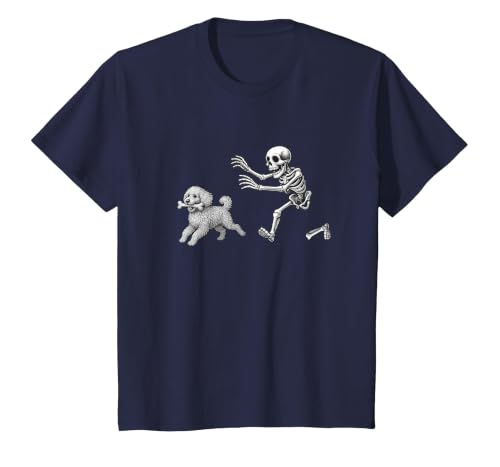 Funny Halloween Dog Lovers Gift Tees Skeleton Dogs Funny Skeleton Chasing Goldendoodle Dog Halloween Dogs Lover T-Shirt -