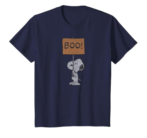 Peanuts Halloween Snoopy Boo Sign T-Shirt - size chart