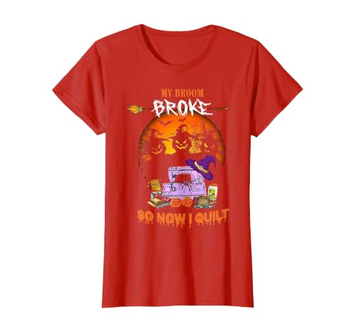 Humor Halloween Costume 2020 My Broom Broke So Now I Quilt - Quilting Halloween T-Shirt - size chart