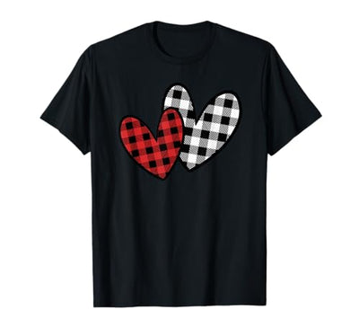 Cow White Red Buffalo Plaid Heart T-Shirt