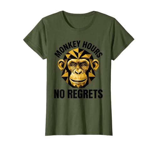 Mademark Monkey Hours No Regrets Funny Primate Design T-Shirt - Women - size chart