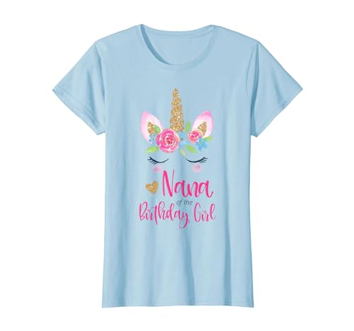 Unicorn Birthday Girl Family Shirts Unicorn Nana of The Birthday Girl Shirt Matching Party Tee T-Shirt - size chart