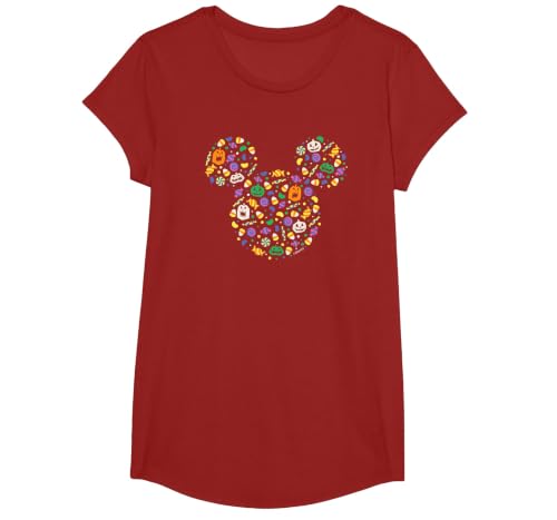 Disney Mickey Mouse Halloween Head Icon Pumpkins and Candy T-Shirt - size chart