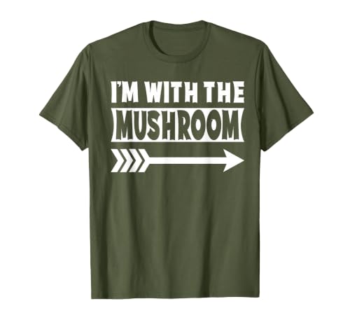 Funny Lazy & Easy Halloween Couple Costume Tee I'm with The Mushroom Halloween Costume Mushroom Halloween T-Shirt - size