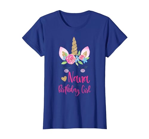 Unicorn Birthday Girl Family Shirts Unicorn Nana of The Birthday Girl Shirt Matching Party Tee T-Shirt - size chart