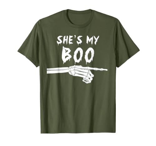 Miftees Matching Halloween Tees She's My Boo Matching Halloween Costume She's My Boo T-Shirt - size chart