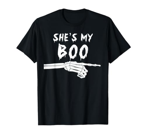 Miftees Matching Halloween Tees She's My Boo Matching Halloween Costume She's My Boo T-Shirt - size chart