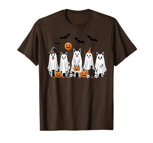 Spooky Dog Lovers Haunted Halloween Designs Halloween Ghost Dogs Pumpkin Candy Party Costume T-Shirt - size chart