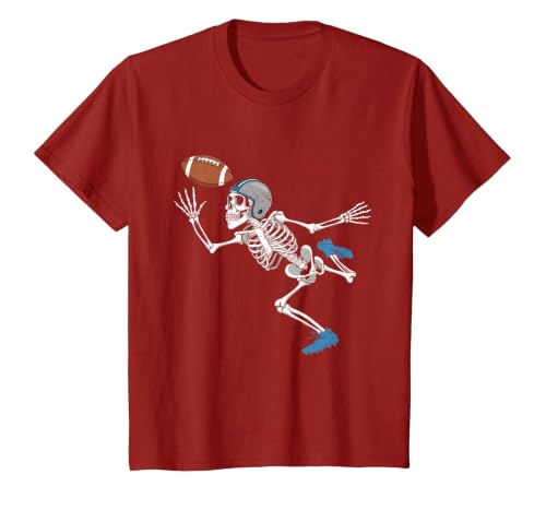 Halloween Shirts Women Men Kids Football Skeleton Halloween Player Catcher Mens Boys Kids T-Shirt - size chart