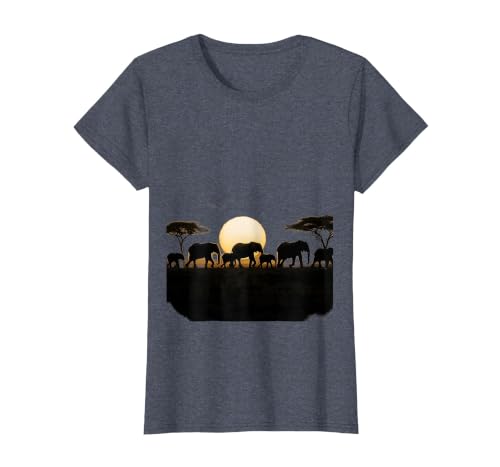 Mademark Elephant Herd Crossing Dusty Savanna Plains T-Shirt - Women - size chart