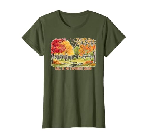 Halloween spooky fall autumn shirts Fall is My Favorite Color Season Leaves Halloween Fun T-Shirt - size chart