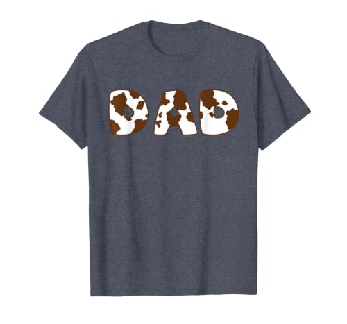 Cow Print For Family Matching Outfits DAD Cow Brown White Animal Print, Cow Pattern Farmer DAD T-Shirt - size chart