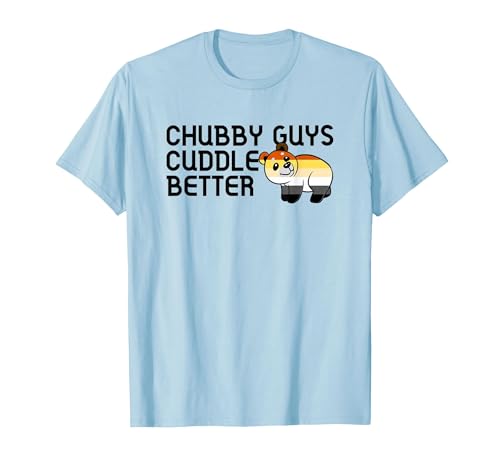 LGBTQ Pride Gifts Chubby Guys Cuddle Better Gay Bear Pride Couple Flag Love T-Shirt - size chart
