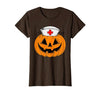 Halloween Tees for Women Men Kids Funny Pumpkin Nurse Scary Halloween Costume RN CNA ICU Women T-Shirt - size chart