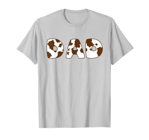 Cow Print For Family Matching Outfits DAD Cow Brown White Animal Print, Cow Pattern Farmer DAD T-Shirt - size chart