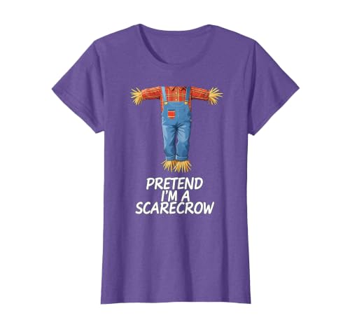 Humor Scarecrow Halloween Tees Pretend I'm A Scarecrow Halloween Costume T-Shirt - size chart