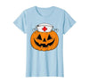 Halloween Tees for Women Men Kids Funny Pumpkin Nurse Scary Halloween Costume RN CNA ICU Women T-Shirt - size chart