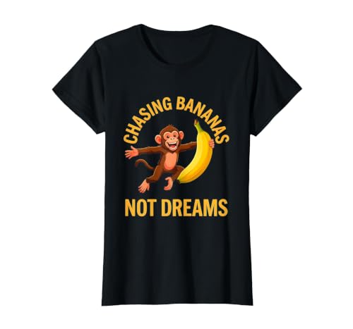 Mademark Chasing Bananas Not Dreams Funny Monkey Design T-Shirt - Women - size chart