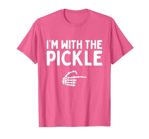 Funny Halloween Costume Holiday Party Gift I'm with The Pickle Funny Halloween Costume Matching Couples T-Shirt - size chart