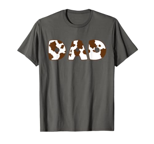 Cow Print For Family Matching Outfits DAD Cow Brown White Animal Print, Cow Pattern Farmer DAD T-Shirt - size chart
