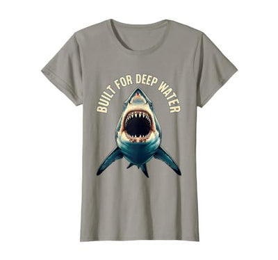 Built for Deep Water Shark Graphic Design T-Shirt