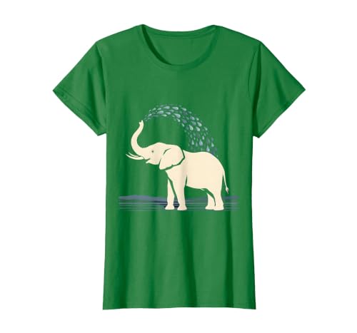 Mademark Elephant Spraying Water Raised Trunk Illustration T-Shirt - Women - size chart