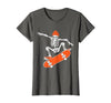 Funny Boys Kids Skeleton Skater Art Skateboarding Skeleton Riding Skateboard Halloween Skater T-Shirt - size chart